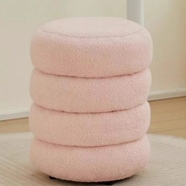 Contemporary Nordic Lambswool Wood Round Low Stool Multi-Tier For Living Room And Bedroom - Image 23