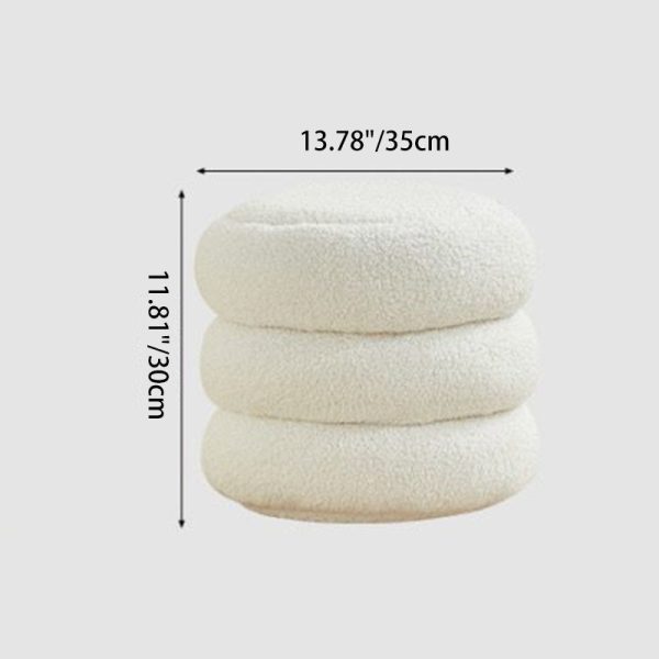 Contemporary Nordic Lambswool Wood Round Low Stool Multi-Tier For Living Room And Bedroom - Image 8