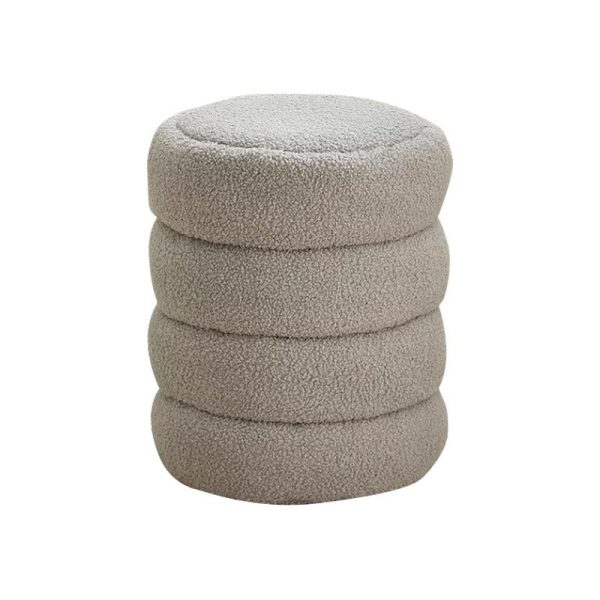 Contemporary Nordic Lambswool Wood Round Low Stool Multi-Tier For Living Room And Bedroom - Image 27