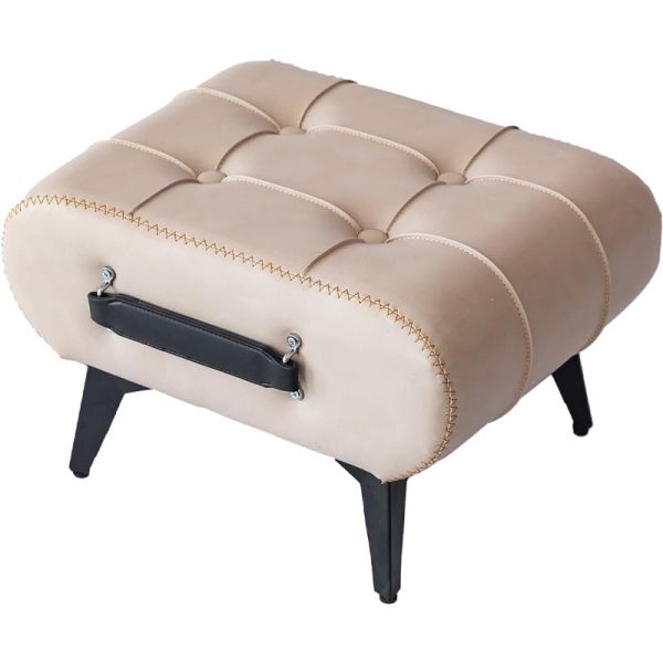 Modern Luxury Leather Wood Iron Rectangular Footstool With Portable Handle For Entryway And Living Room - Image 11