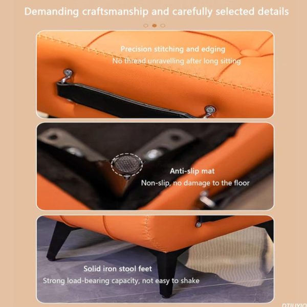 Modern Luxury Leather Wood Iron Rectangular Footstool With Portable Handle For Entryway And Living Room - Image 8