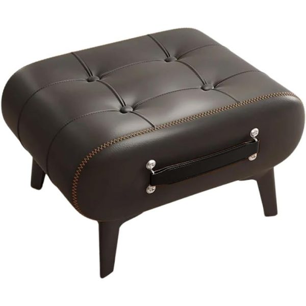 Modern Luxury Leather Wood Iron Rectangular Footstool With Portable Handle For Entryway And Living Room - Image 13