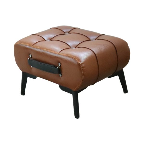 Modern Luxury Leather Wood Iron Rectangular Footstool With Portable Handle For Entryway And Living Room - Image 14