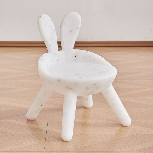 Contemporary Creative Kids PE Bunny Ear Round Footstool With Backrest For Entryway And Living Room - Image 23
