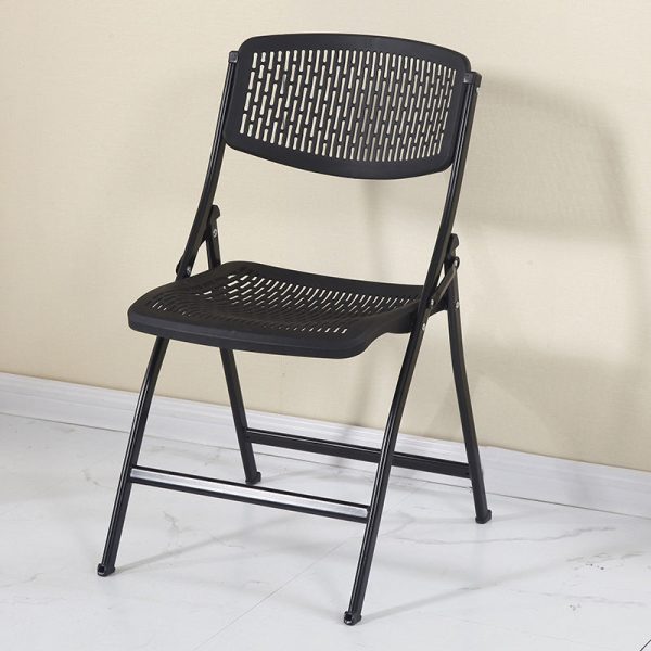 Modern Minimalist PP And Steel Square Foldable Desk Chair With Backrest For Home Office And Study - Image 4