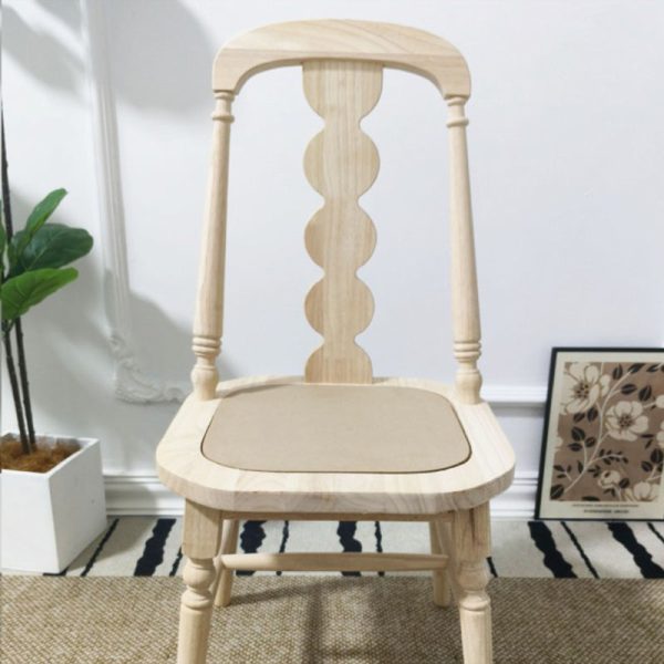 Traditional French Rubber Wood Fabric Leather Square Beaded Back Dining Chair With Backrest For Dining Room - Image 6