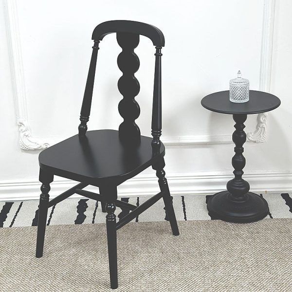 Traditional French Rubber Wood Fabric Leather Square Beaded Back Dining Chair With Backrest For Dining Room - Image 2