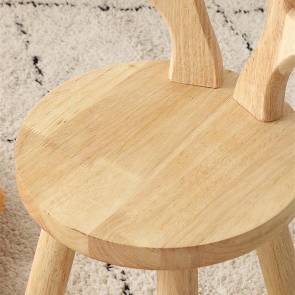 Contemporary Creative Solid Wood Antler Round Kids Low Stool With Backrest For Living Room And Entryway - Image 7