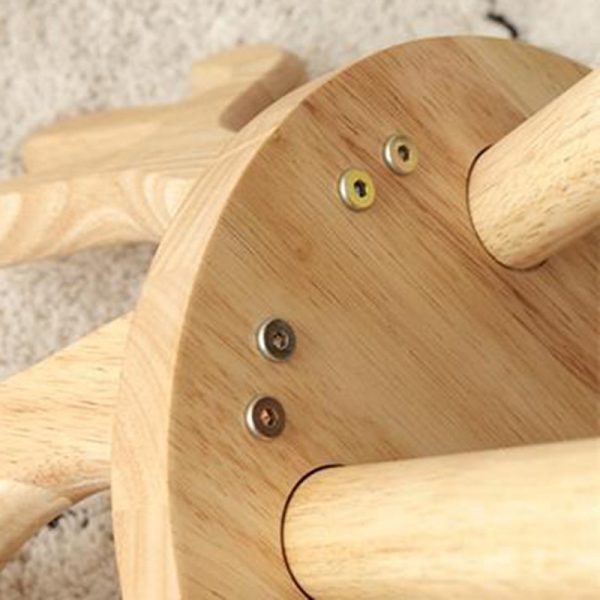 Contemporary Creative Solid Wood Antler Round Kids Low Stool With Backrest For Living Room And Entryway - Image 10