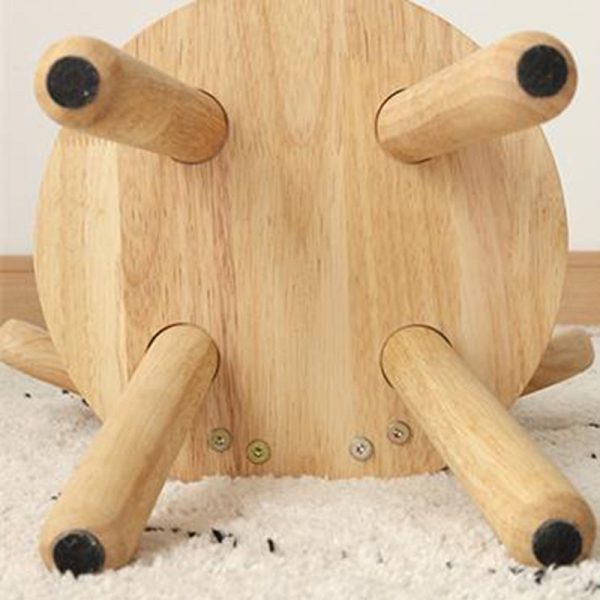Contemporary Creative Solid Wood Antler Round Kids Low Stool With Backrest For Living Room And Entryway - Image 11