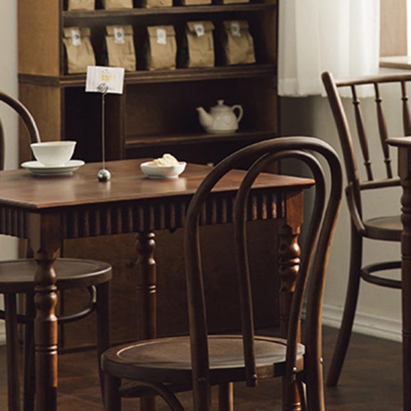 Contemporary Retro Beech Wood & Rattan Round Dining Chair With Backrest And Footrest For Dining Room - Image 19