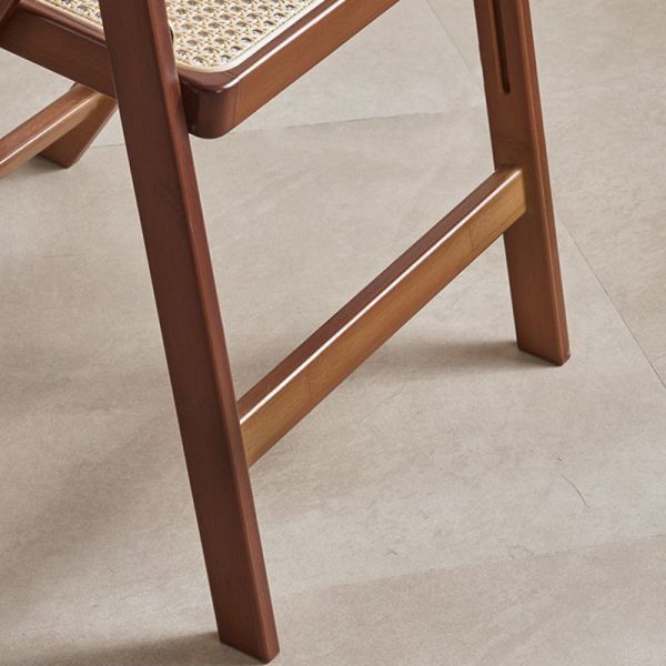 Traditional Japanese Bamboo & Resin Square Foldable Weaving Dining Chair With Backrest And Footrest For Kitchen Or Dining Room - Image 10