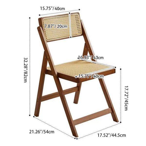 Traditional Japanese Bamboo & Resin Square Foldable Weaving Dining Chair With Backrest And Footrest For Kitchen Or Dining Room - Image 7