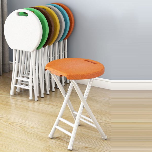 Modern Minimalist PP & Carbon Steel Matte Round Folding Dining Chair With Portable Design For Kitchen & Dining Room - Image 7
