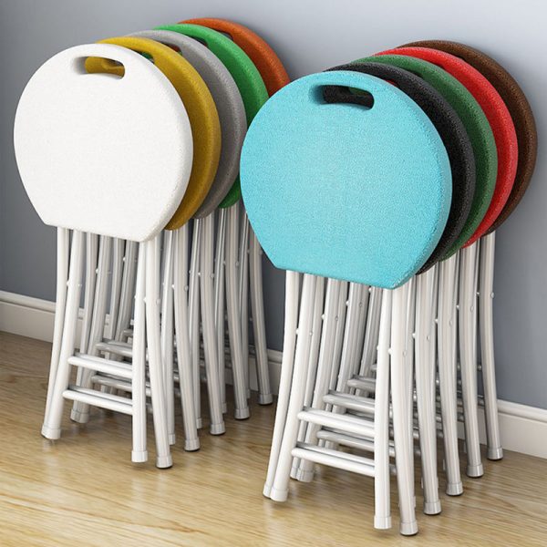 Modern Minimalist PP & Carbon Steel Matte Round Folding Dining Chair With Portable Design For Kitchen & Dining Room - Image 2