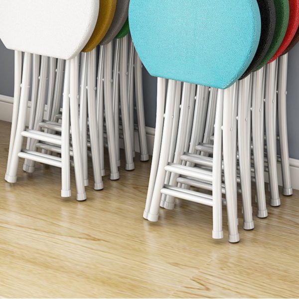 Modern Minimalist PP & Carbon Steel Matte Round Folding Dining Chair With Portable Design For Kitchen & Dining Room - Image 13