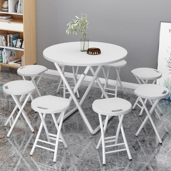 Modern Minimalist PP & Carbon Steel Matte Round Folding Dining Chair With Portable Design For Kitchen & Dining Room - Image 5