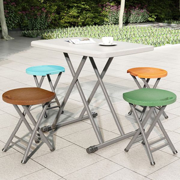 Modern Minimalist PP & Carbon Steel Matte Round Folding Dining Chair With Portable Design For Kitchen & Dining Room - Image 3