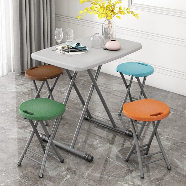 Modern Minimalist PP & Carbon Steel Matte Round Folding Dining Chair With Portable Design For Kitchen & Dining Room - Image 4