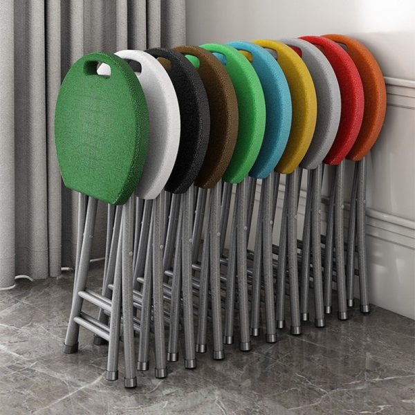 Modern Minimalist PP & Carbon Steel Matte Round Folding Dining Chair With Portable Design For Kitchen & Dining Room - Image 8