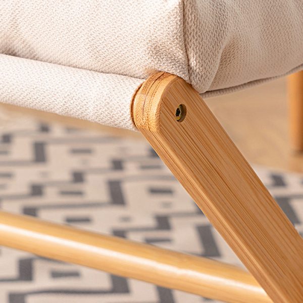 Contemporary Scandinavian Bamboo Faux Cashmere Rectangular Footstool With Foldable Design For Living Room And Entryway - Image 10
