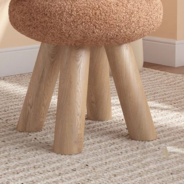 Contemporary Scandinavian Lambswool Wood Round Cookie Low Stool With Stackable Design For Living Room - Image 9