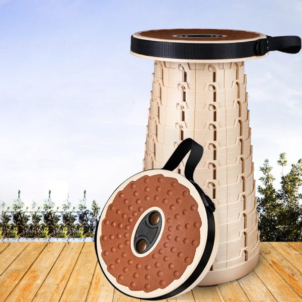 Contemporary Creative Plastic Round Textured Camping Low Stool With Adjustable Foldable Design For Outdoor Patio - Image 5