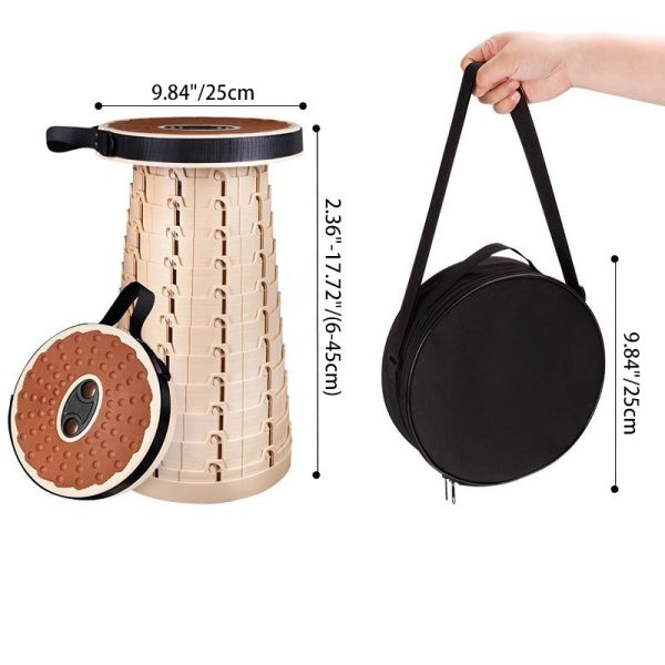 Contemporary Creative Plastic Round Textured Camping Low Stool With Adjustable Foldable Design For Outdoor Patio - Image 6