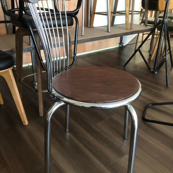 Modern Mid-Century Ash Wood Iron Round Line Dining Chair With Backrest For Dining Room - Image 14