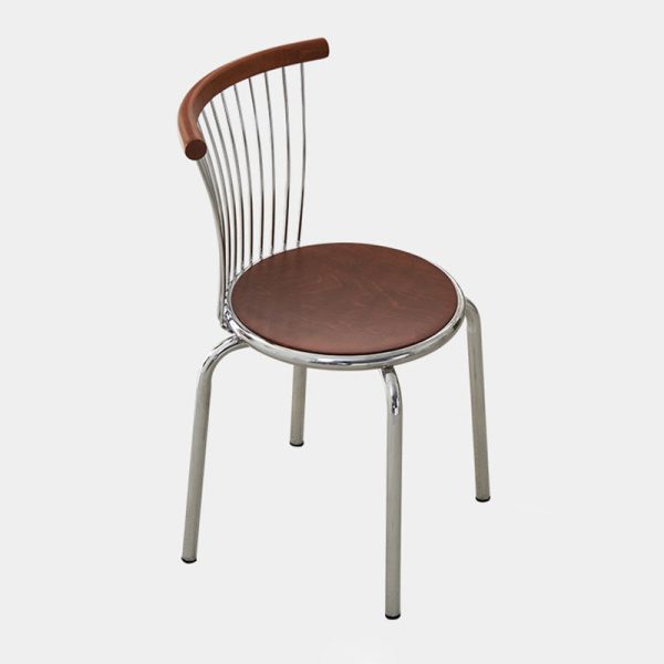 Modern Mid-Century Ash Wood Iron Round Line Dining Chair With Backrest For Dining Room - Image 15