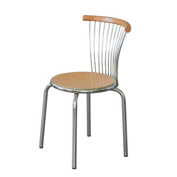 Modern Mid-Century Ash Wood Iron Round Line Dining Chair With Backrest For Dining Room - Image 16