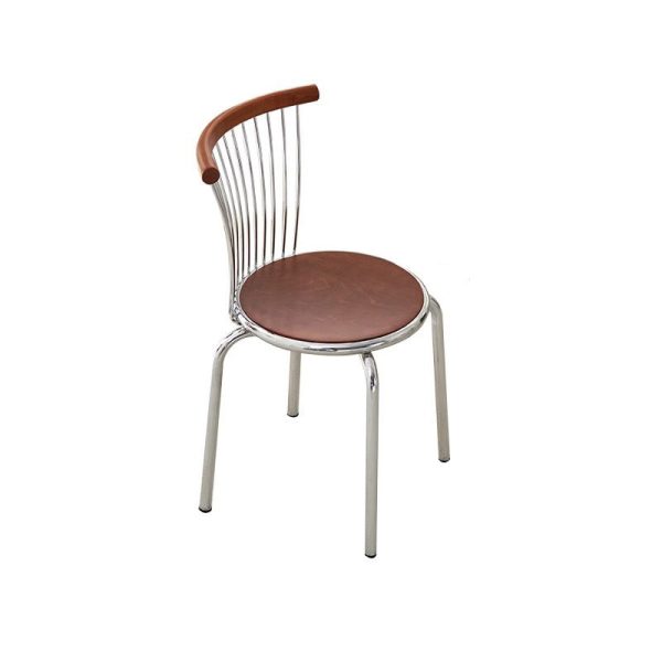 Modern Mid-Century Ash Wood Iron Round Line Dining Chair With Backrest For Dining Room - Image 7