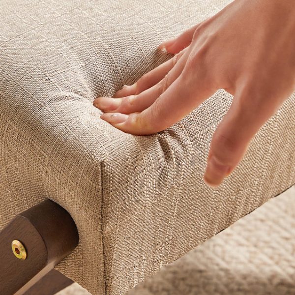 Modern Minimalist Rectangle X Shape Wooden Frame Cotton Linen Fabric Low Stool For Living Room - Image 8