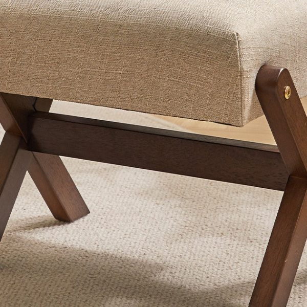 Modern Minimalist Rectangle X Shape Wooden Frame Cotton Linen Fabric Low Stool For Living Room - Image 5