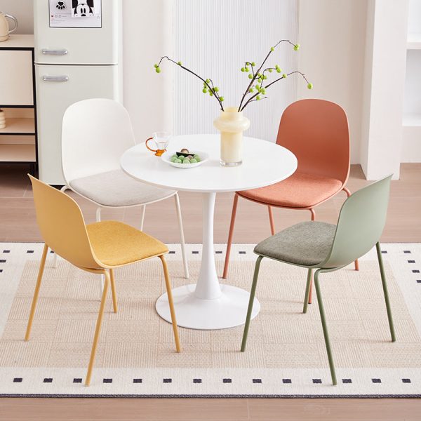 Modern Minimalist Fabric & PE Curved Square Dining Chair For Living Room, Bedroom And Kitchen - Image 2