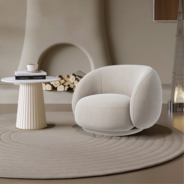 Modern Minimalist Round Upholstered Frosted Velvet Sofa Backrest For Living Room - Image 3