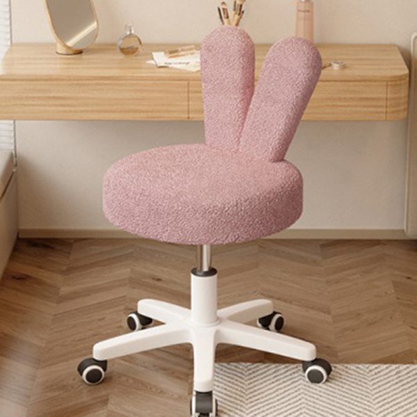 Contemporary Creative Round Rabbit Shape Backrest Lambswool Metal Frame Vanity Stool For Bedroom - Image 2