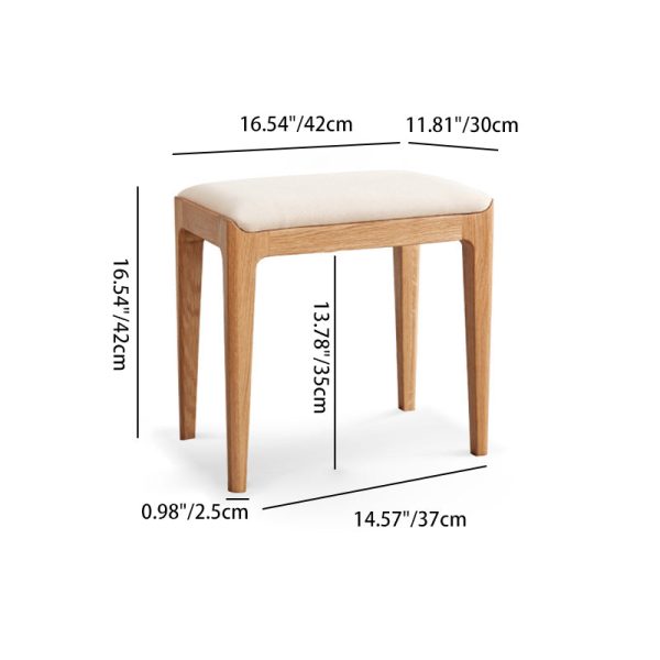 Modern Minimalist Rectangular Upholstered Fabric Wood Frame Vanity Stool For Bedroom - Image 4