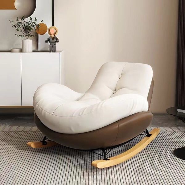 Contemporary Scandinavian Microsuede Iron Solid Wood Oval Square Curved Recliner Backrest Armrest Footrest For Living Room - Image 23