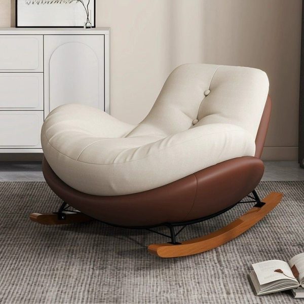 Contemporary Scandinavian Microsuede Iron Solid Wood Oval Square Curved Recliner Backrest Armrest Footrest For Living Room - Image 7