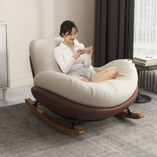 Contemporary Scandinavian Microsuede Iron Solid Wood Oval Square Curved Recliner Backrest Armrest Footrest For Living Room - Image 24