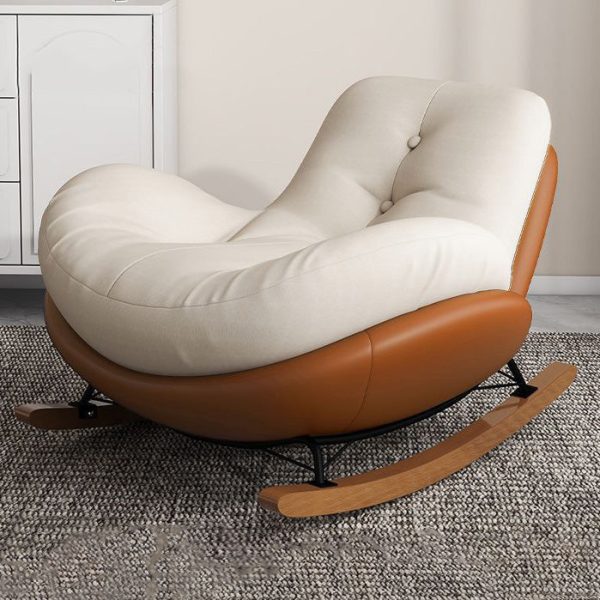 Contemporary Scandinavian Microsuede Iron Solid Wood Oval Square Curved Recliner Backrest Armrest Footrest For Living Room - Image 3