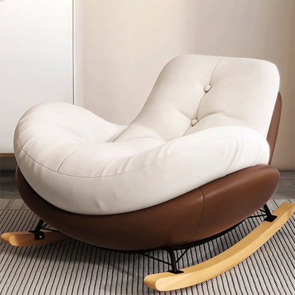 Contemporary Scandinavian Microsuede Iron Solid Wood Oval Square Curved Recliner Backrest Armrest Footrest For Living Room - Image 8