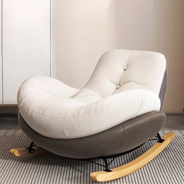Contemporary Scandinavian Microsuede Iron Solid Wood Oval Square Curved Recliner Backrest Armrest Footrest For Living Room - Image 4