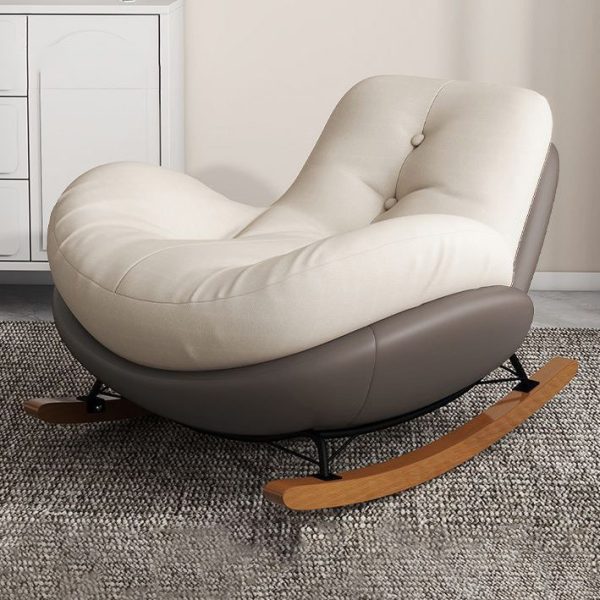 Contemporary Scandinavian Microsuede Iron Solid Wood Oval Square Curved Recliner Backrest Armrest Footrest For Living Room - Image 2