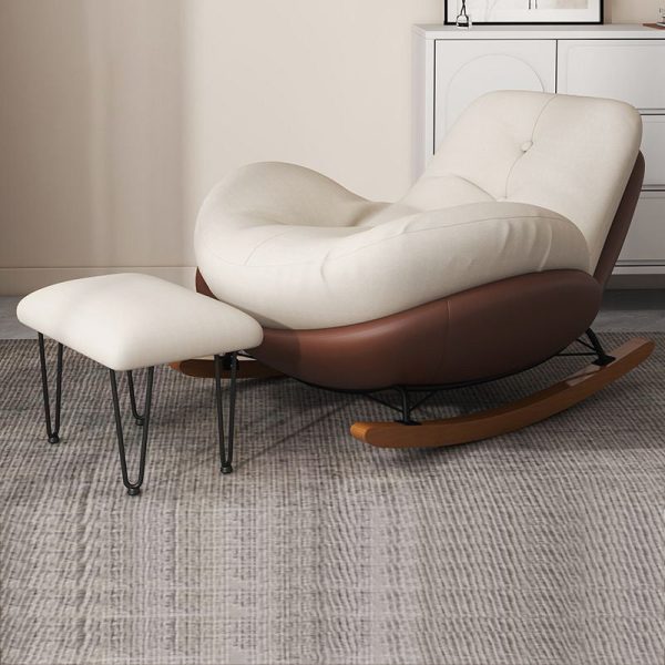 Contemporary Scandinavian Microsuede Iron Solid Wood Oval Square Curved Recliner Backrest Armrest Footrest For Living Room - Image 6