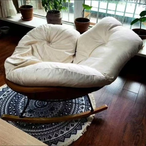 Contemporary Scandinavian Microsuede Iron Solid Wood Oval Square Curved Recliner Backrest Armrest Footrest For Living Room - Image 29