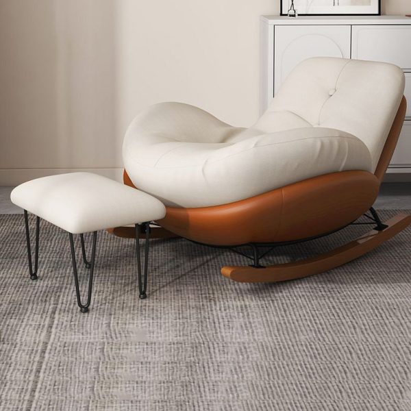 Contemporary Scandinavian Microsuede Iron Solid Wood Oval Square Curved Recliner Backrest Armrest Footrest For Living Room - Image 10