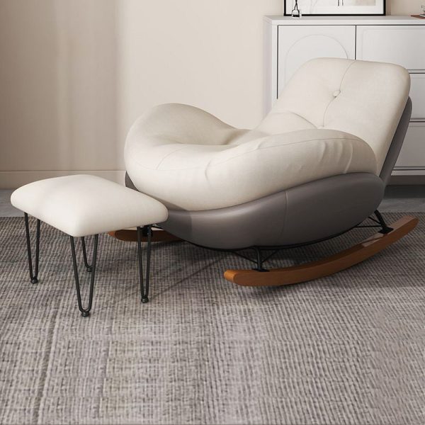Contemporary Scandinavian Microsuede Iron Solid Wood Oval Square Curved Recliner Backrest Armrest Footrest For Living Room - Image 9