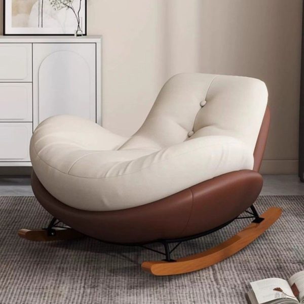 Contemporary Scandinavian Microsuede Iron Solid Wood Oval Square Curved Recliner Backrest Armrest Footrest For Living Room - Image 26